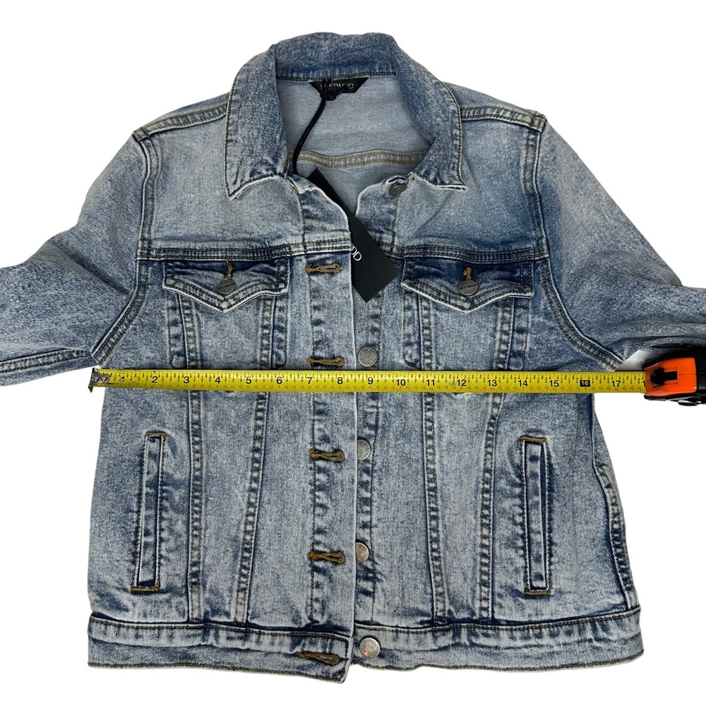 NWT Free People x Driftwood Trucker Bandana Insert Denim Jacket xs - Picture 8 of 12